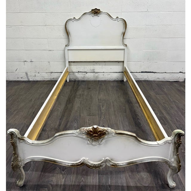 French Provincial Vintage Twin Size Winnebago Manufacturing Co French Provincial Rococo Style Bed For Sale - Image 3 of 14