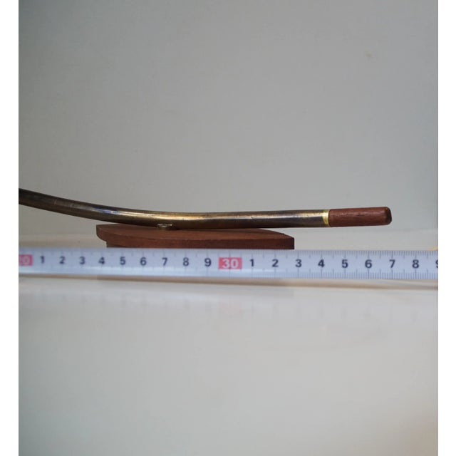 Italian Modernist Tulip Sconce in Brass, Teak and Opal Glass, 1950s For Sale - Image 6 of 10