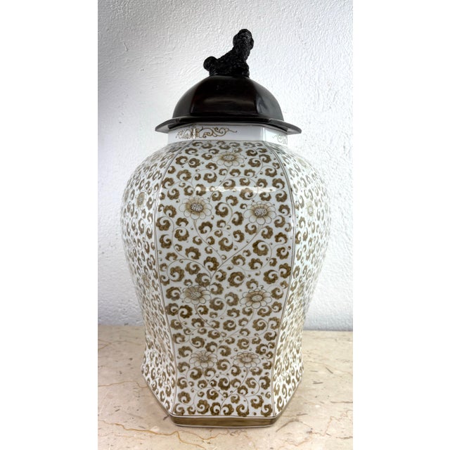 Large Hand Painted Pottery Jar With Bronze Lid by Maitland Smith For Sale In Philadelphia - Image 6 of 12