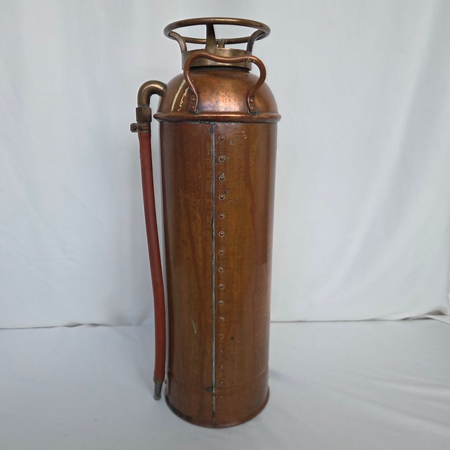 Copper Mid-Century Elkhart Brass 2.5 Gal Copper Soda Acid Fire Extinguisher W/Bottle For Sale - Image 8 of 16