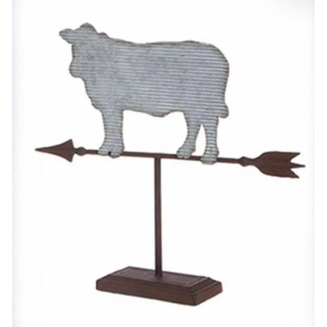 Antique Painted Copper Cow Weathervane Sculpture Painted Black, 9” X 16” For Sale - Image 11 of 11