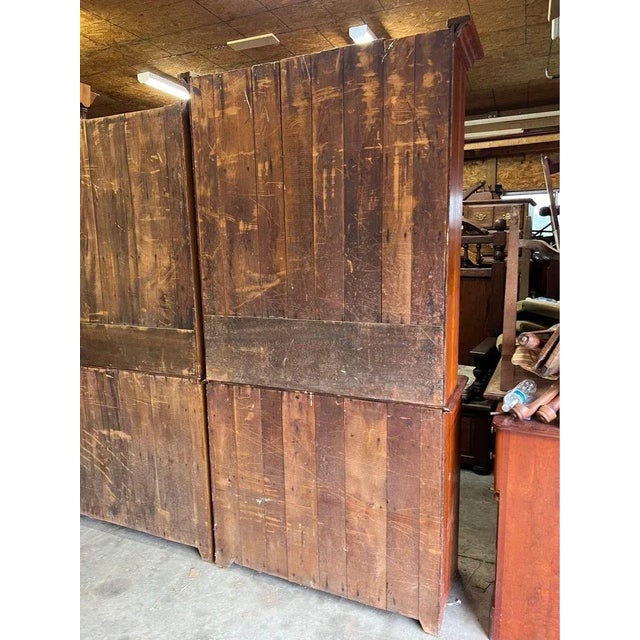 Early 19th Century Antique Primitive American Solid Cherry Wood Hutch For Sale - Image 11 of 13