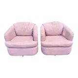Dusty Pink Swivel Club Chairs For Sale