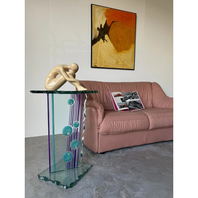 Postmodern 1980s Italian Postmodern Art Glass Pedestal - Side Table/ Sold For Sale - Image 3 of 12