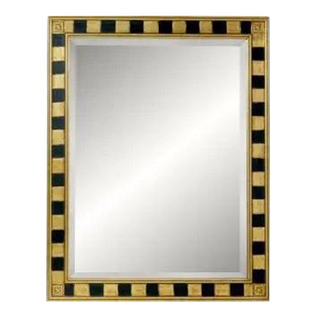 Friedman Brothers Chequers Mirror in Classic Gold and Black - 37"x49" For Sale