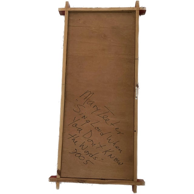 Large Signed Mary Teeter Folk Art Textile – “Sing Loud When You Don’t Know the Words” (2005) Bird Button and Embroidery Collage For Sale - Image 12 of 12