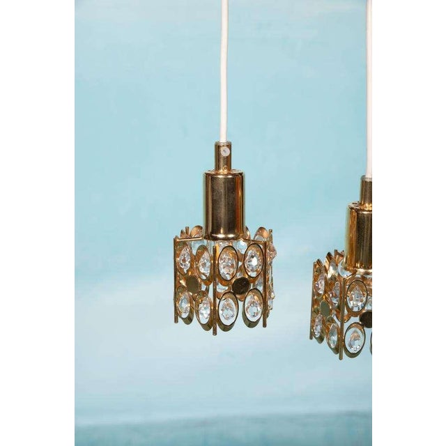 Vintage Hanging Light in Messing and Crystal from Palwa For Sale - Image 4 of 11