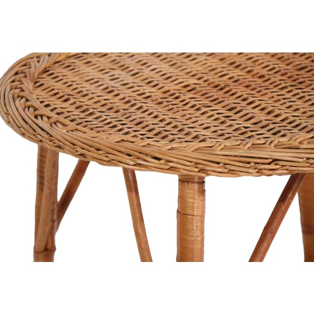 Wood Oval Woven Wicker Coffee Table in Original Natural Finish C 1960/1970’s For Sale - Image 7 of 13