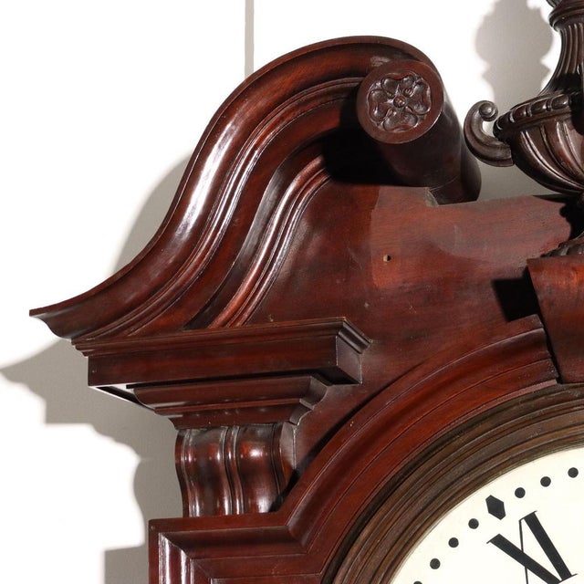 Large Industrial Mahogany Clock For Sale - Image 6 of 16