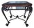 1980s Glass Top End Table With Leaf Etched Trim on Dark Metal Legs For Sale