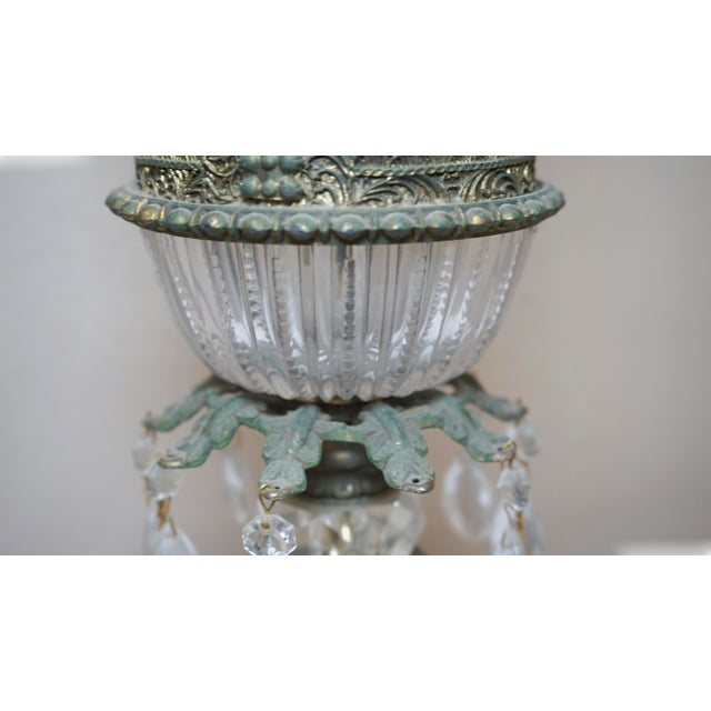 1915 Antique Bronze Art Nouveau German Crystal Prism Table Lamp For Sale - Image 11 of 13