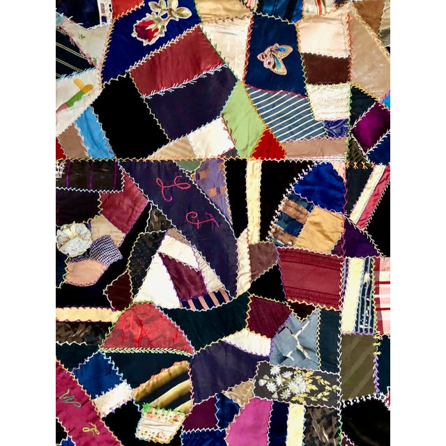 Late 19th-Century American Crazy Quilt For Sale - Image 4 of 11