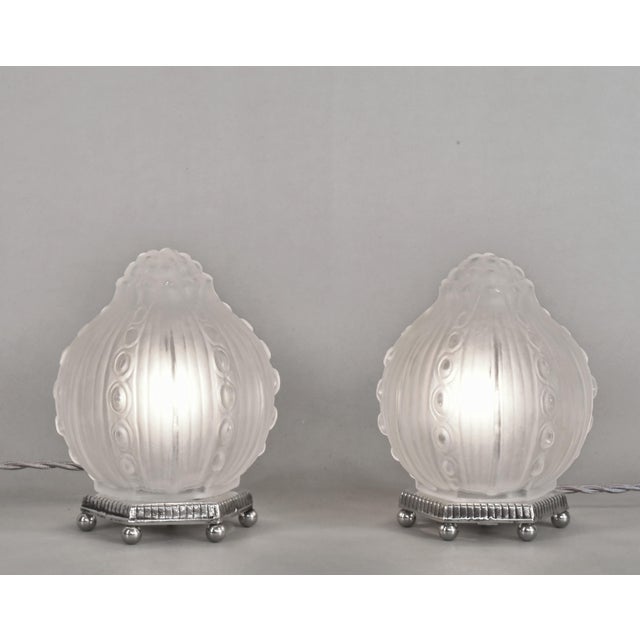 Georges Leleu - Artichoke lamps A pair of 1928-1935 French art deco table lamps by the famous Paris based lighting...