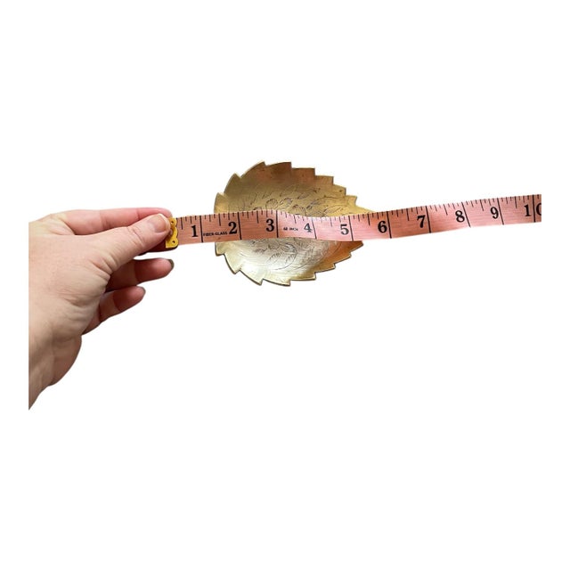 Mid 20th Century Vintage Midcentury Etched Brass Leaf Trinket Dish For Sale - Image 5 of 6