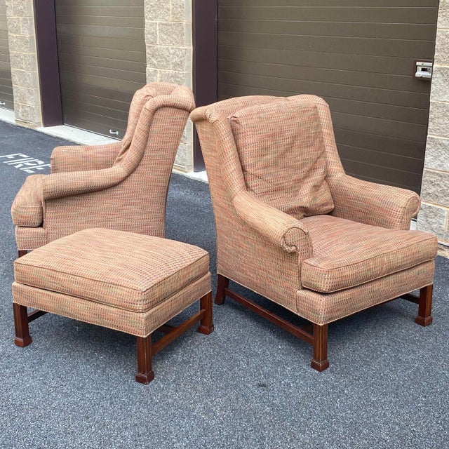 Hickory Chair James River Marlborough Leg Lounge Chairs & Ottoman Set of 3 Chairish