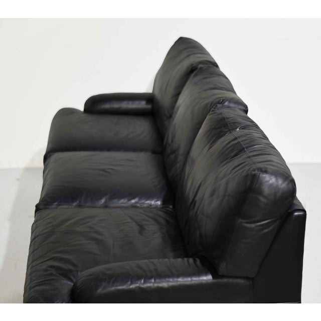Vintage Black Leather 3 Seater Sofa by Hancock and Moore For Sale - Image 10 of 12