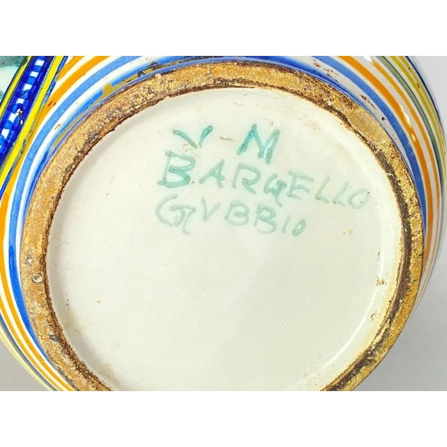 Ceramic Jug or Pitcher with White Bue Yellow Color Gubbio, Italy, 1960s For Sale - Image 6 of 11