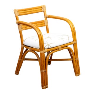 Mid 20th Century Bamboo Rattan Arm Chair in the Style of Paul Frankl For Sale