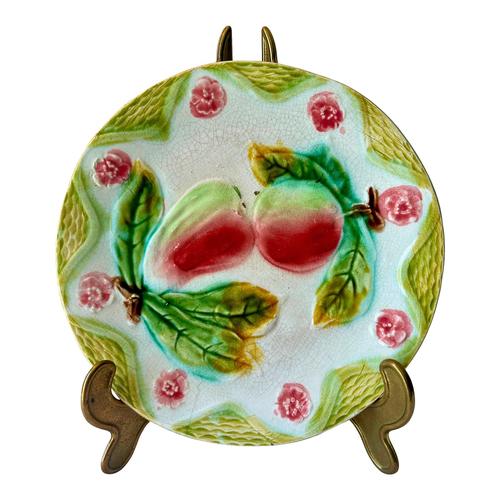 Antique French Majolica Apple and Pear Plate Orchies, Circa 1920 For Sale - Image 6 of 6