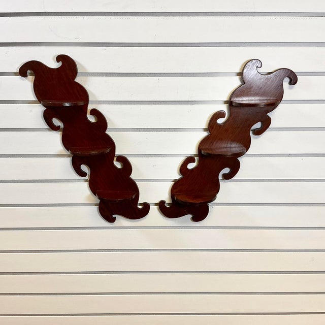 American 1940s Vintage Americana Boho Chic Folk Art Wall Mounted Display Shelves - A Pair For Sale - Image 3 of 10