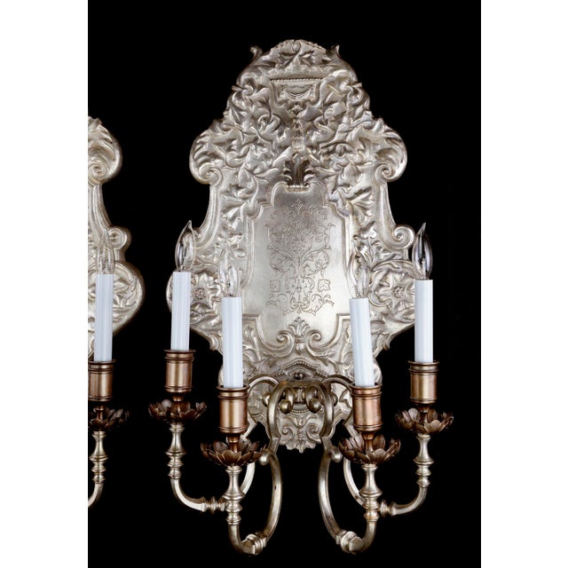 Traditional 1890s Restored E.F. Caldwell Oversized Silvered Bronze Sconces by - a Pair For Sale - Image 3 of 14