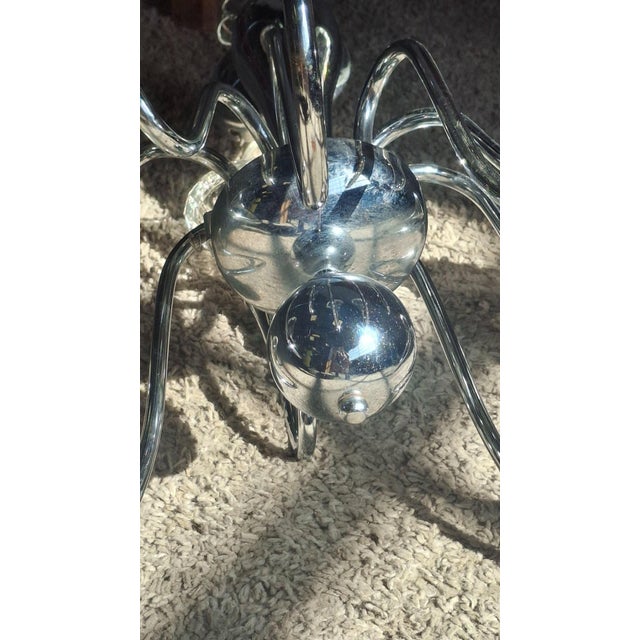 Tulip-Shaped Chandelier in Chrome Metal and Thick Glass, 1930s For Sale - Image 15 of 17