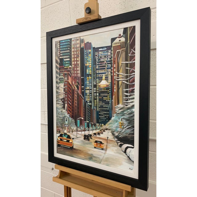 Angela Wakefield, Painting of New York City Taxis in Winter Snow by Contemporary British Artist, 2020 For Sale - Image 10 of 13
