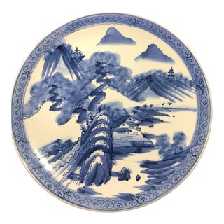 Antique Late 19th Century Japanese Arita Imari Blue & White Platter For Sale