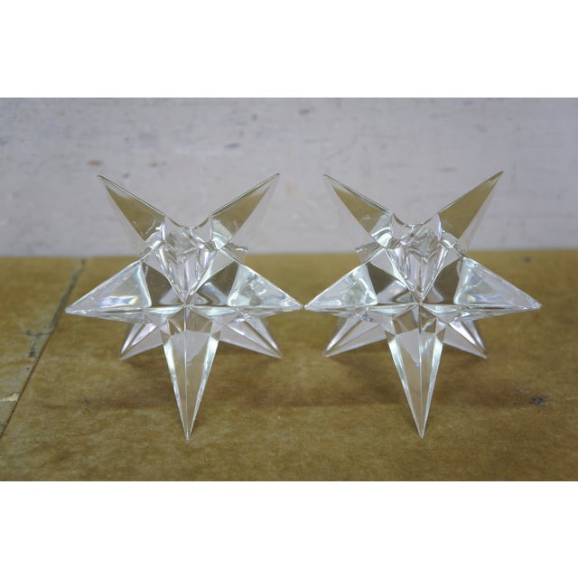2 Mid Century Rosenthal 9 Point Crystal Taper Candlesticks Candle Holders 4" For Sale - Image 11 of 13