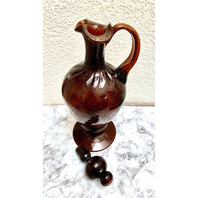 Vintage Artisan Decanter Bottle or Pitcher With Glass Top For Sale - Image 4 of 10