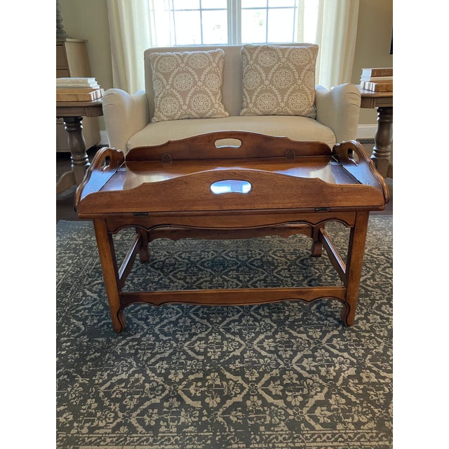 Traditional 1970s Ethan Allen Vintage Butler Table For Sale - Image 3 of 7
