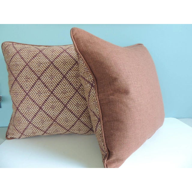 African Vintage Brown Woven African Square Decorative Pillows - Set of 2 For Sale - Image 3 of 8