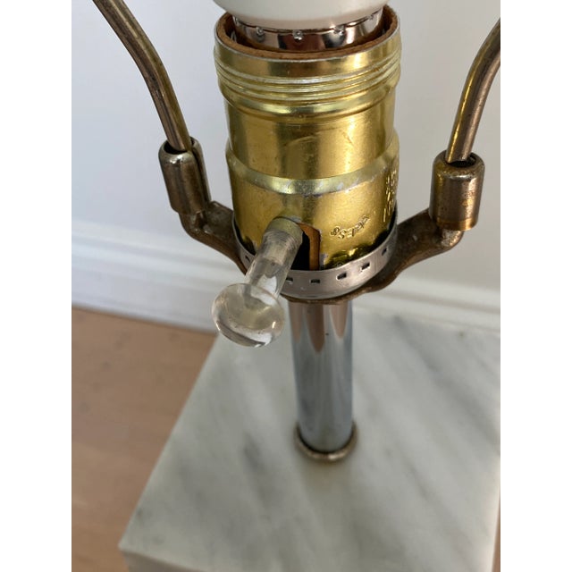 Light Gray Modernist Light Gray Carrara Marble Table Lamp in the Manner of Walter Von Nessen For Sale - Image 8 of 13