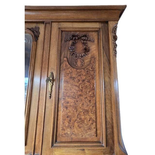 French Country Stamped E. Muller Paris Louis XVI Revival Burled Walnut & Marble Buffet For Sale - Image 3 of 12
