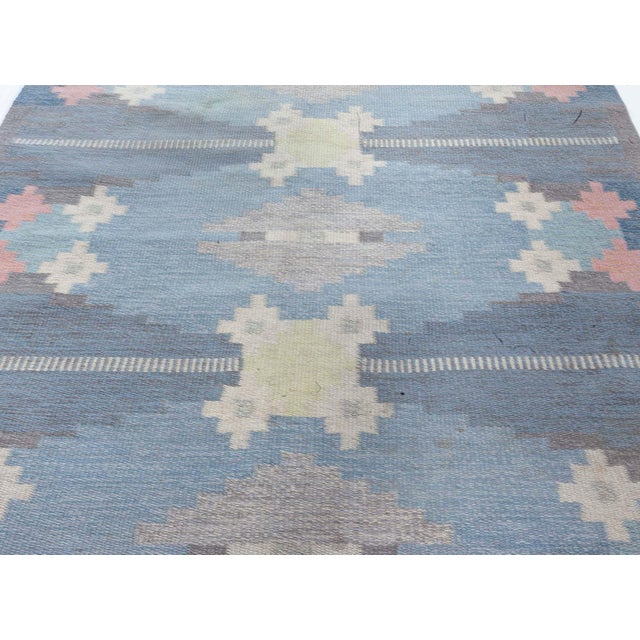 Mid 20th Century Doris Leslie Blau Vintage Swedish Flat-Weave Rug by Ingegerd Silow For Sale - Image 5 of 8