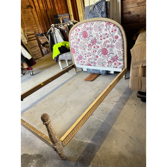 Late 20th Century 19th Century French Louis XVI Style Carved and Painted Full Bed Frame For Sale - Image 5 of 13