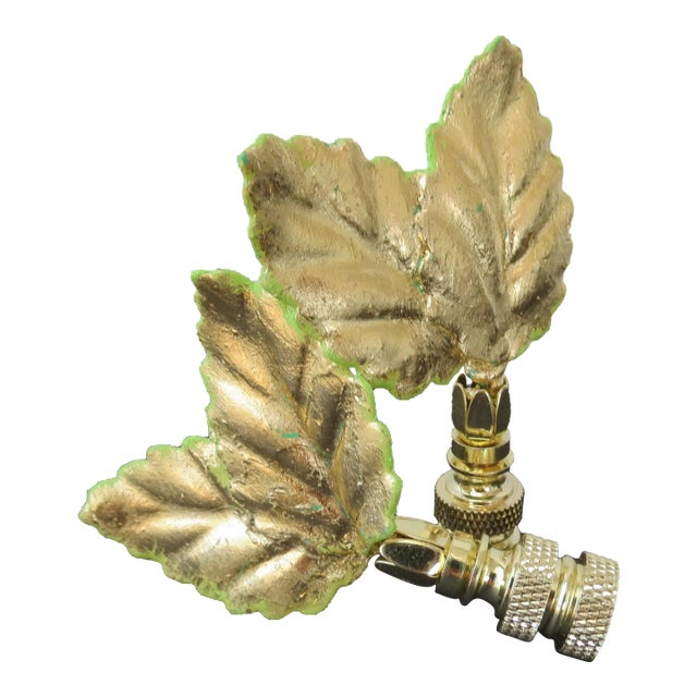 Vintage Italian Tole Leaf Lamp Finials, a Pair For Sale