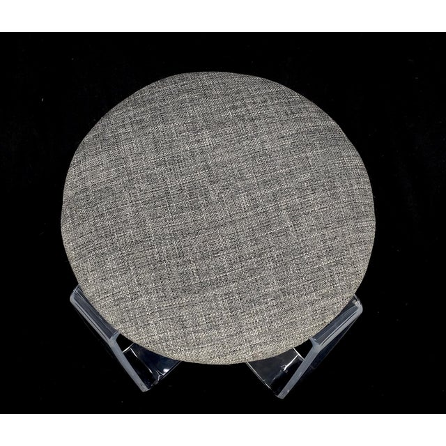 Gray Bent Lucite Basket Weave Upholstery Piano Stool Bench Mid Century Modern MINT! For Sale - Image 8 of 8