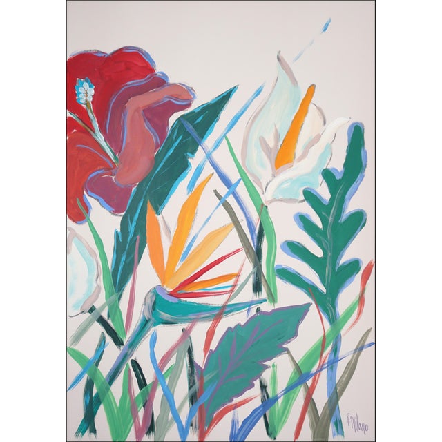 Illustration 2025, Lush Botanical, Illustration Style Diptych of Tropical Abundance, Acrylic Painting on Watercolor Paper by Romina Milano For Sale - Image 3 of 10