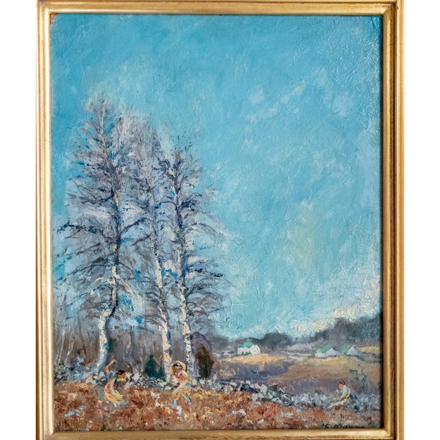 We are selling this gorgeous oil on Masonite of a great landscape painting. This painting has bright colors and great post...