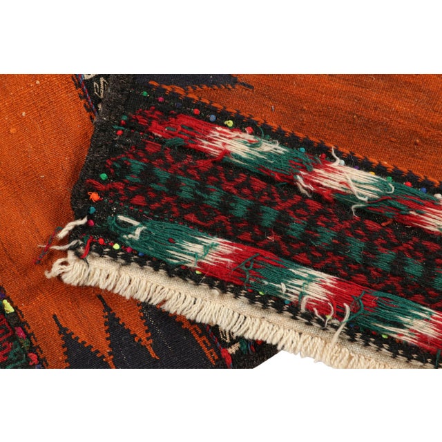 Textile Vintage Afghan Kilim Runner in Orange With Geometric Patterns, From Rug & Kilim For Sale - Image 7 of 7