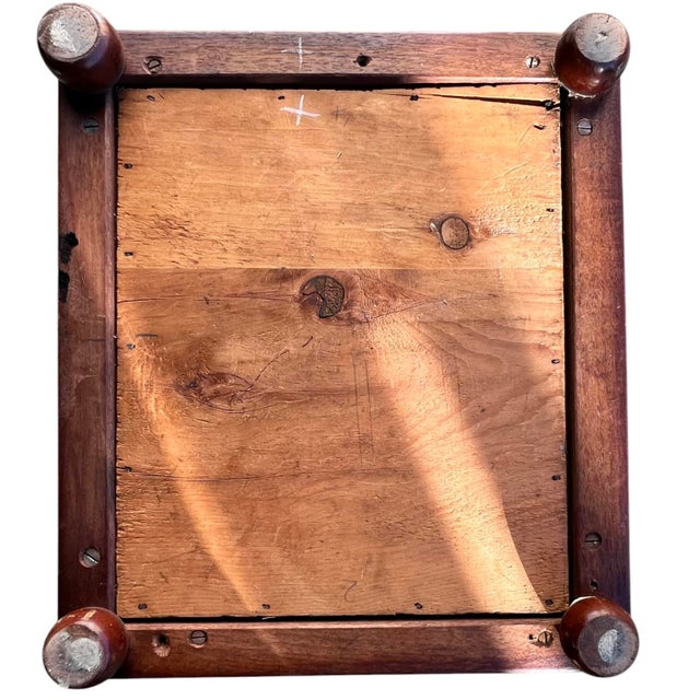 Camel English Leather Upholstered Victorian Ottoman With Storage For Sale - Image 8 of 11