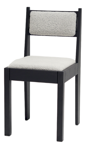01 Chair in Black Ash Wood with White Bouclé Upholstery and Bronze Details from barh.design