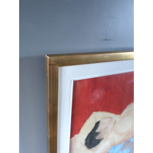 Paper Mid-Century Modern 'Reclining Figure on Rug' Original Swedish Figurative Watercolour Painting, Framed For Sale - Image 7 of 12