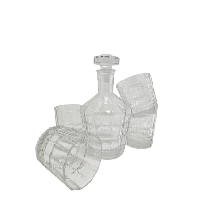 Glass Whiskey Decanter and Glass Set, 1950s, Set of 5 For Sale - Image 9 of 9
