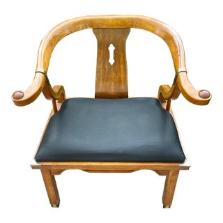 Late 20th Century Vintage James Mont Style Horseshoe Back Chair For Sale