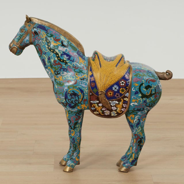 Pair of Vintage Chinese Cloisonne Horses For Sale - Image 17 of 18