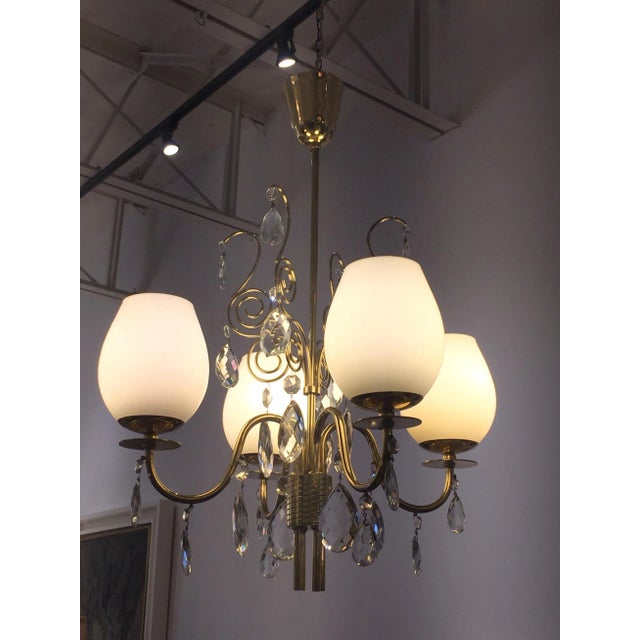 Brass Almari Mauri for Idman Brass and Glass Chandelier For Sale - Image 8 of 10