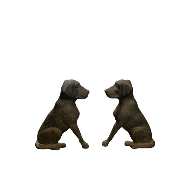 Adorable set of hard to find Labrador Retriever cast iron andirons. These are a perfect addition to a fireplace and a...