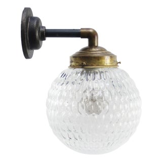 Clear Glass Vintage Industrial Brass Cast Iron Sconces Wall Lights For Sale